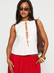 Rosellah Tie Up Top White
