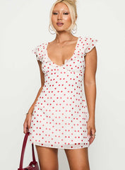 I Guess So Mini Dress White / Burgundy Petite