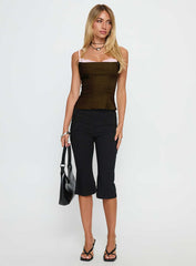 Renaissance Corset Lace Top Olive / Pink