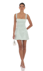 Jacquard Back Bow Bodycon Dress In Mint Green