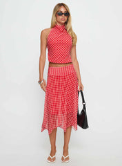 Scenic Route High Neck Top Red Check
