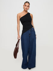 Lunah One Shoulder Top Black